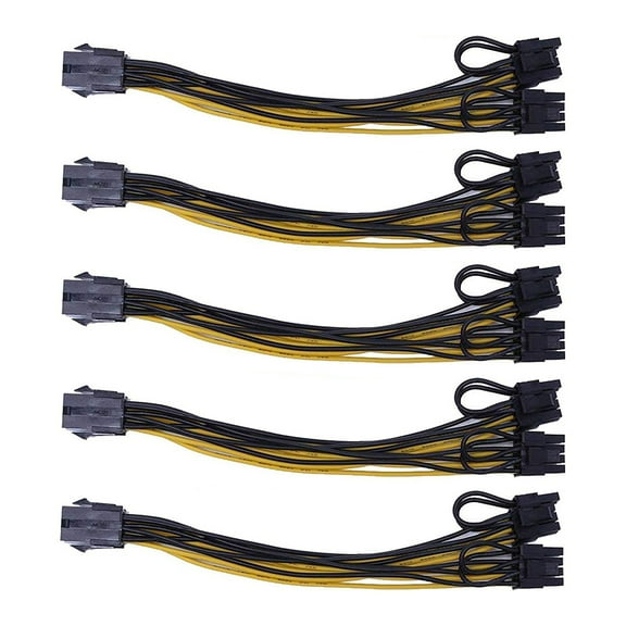 SHELLTON 8 Pin to Dual 8 Pin,PCIe 8 Pin Female to Dual 8 Pin (6 2) Male PCI Express Adapter Power Cable PCIE Y - Splitter Extension Cable 12.5 Inches (5 Pack)
