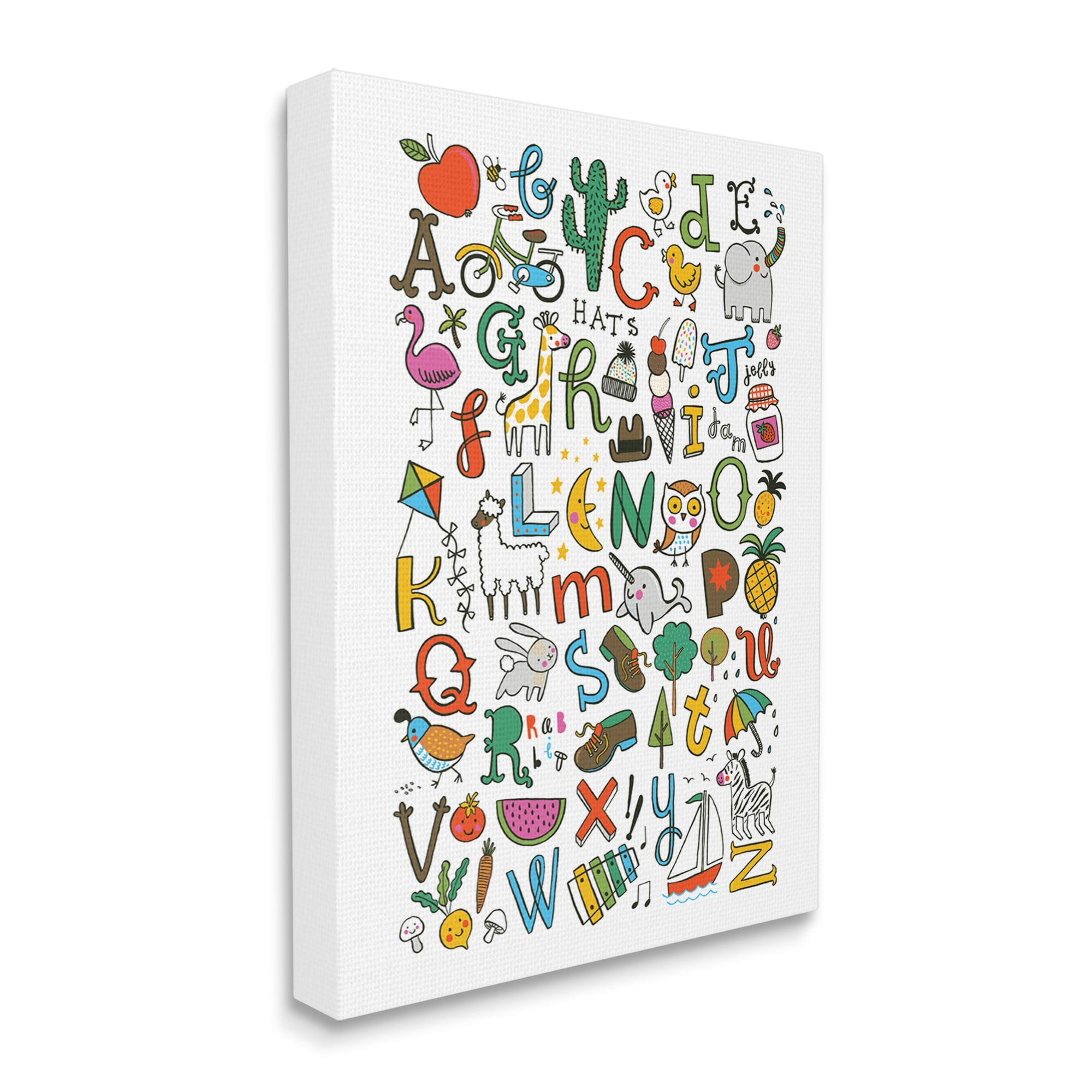 Stupell Industries Infantile Alphabet with Illustrations Educational Literature,16 x 20, Design by Abi Hall