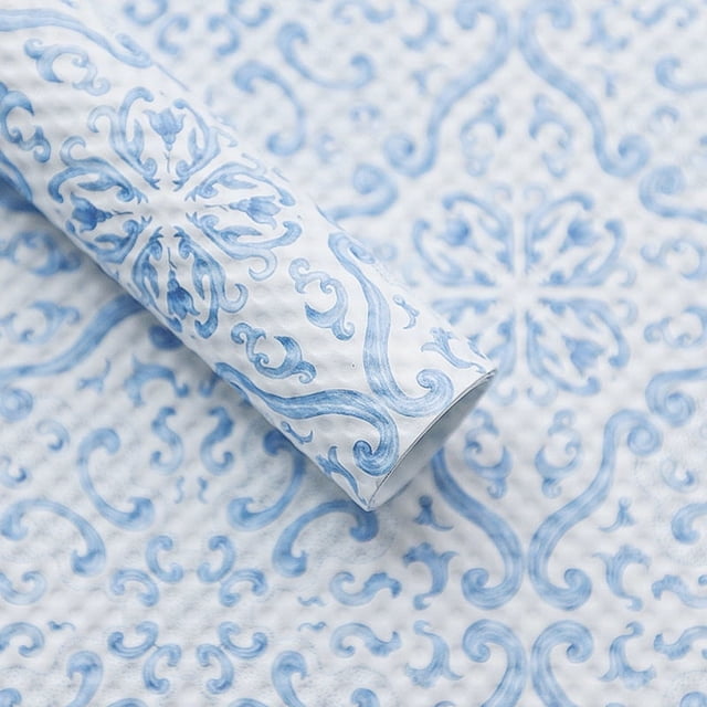 Nvzi Flower Packaging Paper Flower Shop Flower Art Materials Flower Embossed Paper Flower Bundle Packaging Paper Flower Wrapping Paper (Light Blue and White Porcelain)