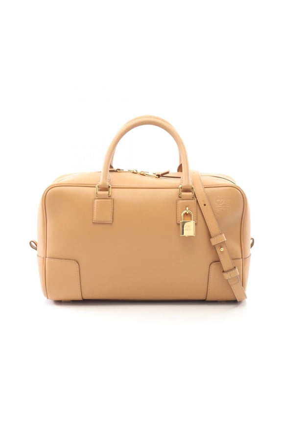 Pre-Owned LOEWE Amazona 28 Handbag, Leather, Women's, Beige (Good)