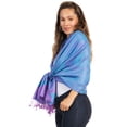 thumbnail image 2 of Sakkas 70" x 28" Paisley Self-Design Pashmina Shawl / Wrap / Stole - Turquoise / Purple - One Size, 2 of 5
