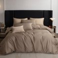 thumbnail image 5 of MooMee Duvet Cover Set Queen 600-TC 100% Extra Long-Staple Cotton Sateen Silky Smooth Luxury (Mocha Brown), 5 of 6