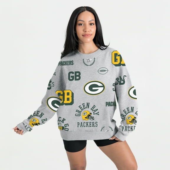 Women's Gameday Couture Heather Gray Green Bay Packers Always On Repeat Fleece Sweatshirt