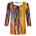 thumbnail image 4 of Raeneomay 3/4 Length Sleeve Womens Tops Women's Fashion Printed T-Shirt Blouse Round Neck Casual Tops, 4 of 5