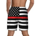 thumbnail image 2 of Mens Thin Blue Line Flag 2 in 1 Quick Dry Swim Trunks with Compression Liner Beach Shorts, 2 of 6