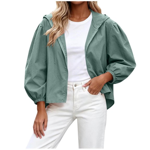 KyCheLot Women's Plus Size Coats Long Sleeve Zip up Solid Color Hoodie Jackets Loose Breathable Workout Clothes