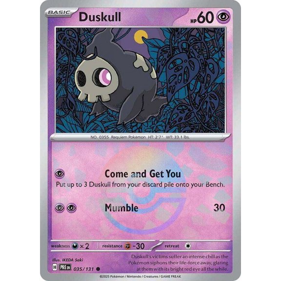 Pokemon Prismatic Evolutions Common Duskull #35 (Poke Ball Pattern)