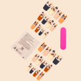 thumbnail image 3 of Extra Long Coffin Press on Nails Brown False Nails with Graffiti DesignsFalse Nails-24Pcs, 3 of 4