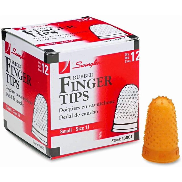 Protectores de dedos de goma Swingline pequeños 1,4 cm, paquete de 12, ámbar