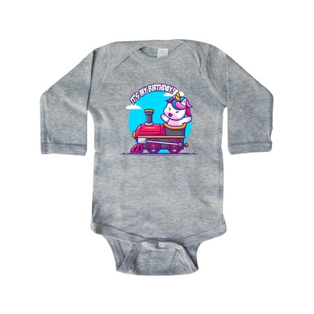 

Inktastic Unicorn Birthday Train Gift Baby Boy or Baby Girl Long Sleeve Bodysuit