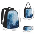 thumbnail image 2 of Balery Abstract Ocean Waves Mochila escolar 3 en 1 para niños: mochila resistente con lonchera térmica y estuche para lápices. Mochila escolar para niños y niñas., 2 of 7