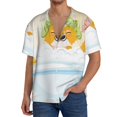 thumbnail image 2 of Picia Corgi In The Shower Cap Bathing Men's Linen Shirts Short Sleeve Cuban Beach Shirts Casual Shirts Button Down Shirt for Men Beach Summer Wedding Shirt-Small, 2 of 7