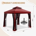 thumbnail image 3 of INTER HUT 8x8 Metal Patio Double Soft Roof Gazebo Outdoor Canopy Tent with Netting, Ceiling Hook, Shelves, 3 of 8