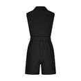 thumbnail image 5 of HongQid Women's Sleeveless V-Neck Collared Romper Belted Waist Button Front Casual Summer Jumpsuit With Pockets, 5 of 7