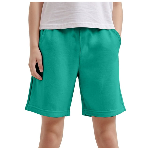 2DXuixsh Boys Sweatpants Shorts Youth Athletic Basketball Shorts with Pockets Boys Shorts Comfortable Soft Breathable Drawstring Solid Color Pull on Jogger Shorts Green 3-4 Years