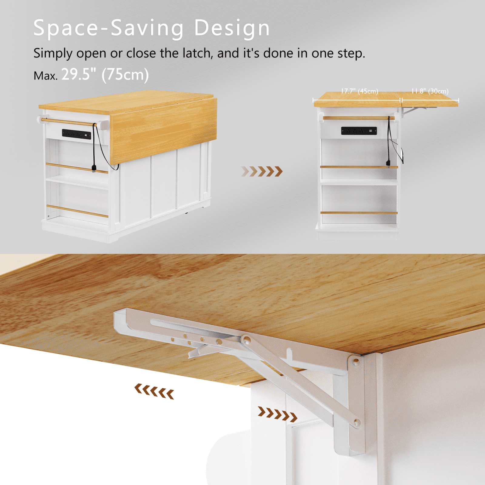 Kitchen Island with Storage, Moveable Kitchen Island with Power Outlet and Drop Leaf, Portable Kitchen Carts with Drawers and Shelves for Dinning Room