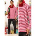 thumbnail image 5 of Unique Bargains Men's Striped T-Shirt Crew Neck Long Sleeves Pullover Tee Tops 2XL Red White, 5 of 6