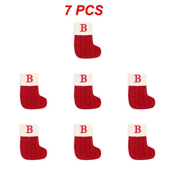 1~10PCS Christmas Socks Letter Snowflake Pattern Knitting Christmas Stocking Gift Bag Christmas Decorations for Home 2022
