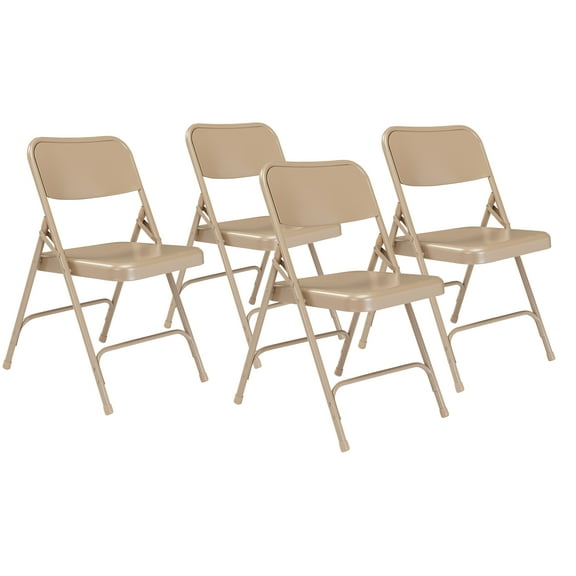 (4 Pack) 200 Series Premium All-Steel Folding Chairs Beige