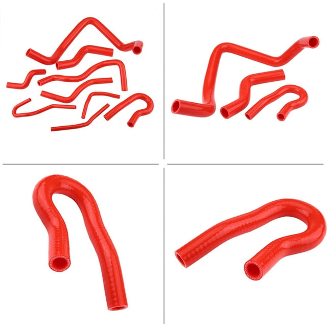 Kit de manguera de radiador de silicona de 9 piezas, repuesto de kit de manguera de radiador automático de silicona para D15 D16 SOHC EG/EK 1992-2000(Rojo)
