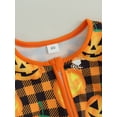 thumbnail image 5 of Baby Girl Halloween Romper Long Sleeve Round Neck Cartoon/Plaid Print Bodysuit Fall Outfit, 5 of 8