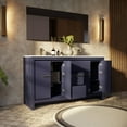 thumbnail image 4 of Lafarre 60 in W Navy Blue Double Bath Vanity, White Quartz Top and Gun Metal Faucet Set, 4 of 9