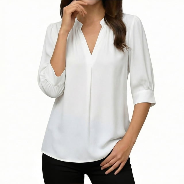 TaTaai Womens Casual V-Neck Button Top Short Sleeve Solid Color T Shirt Fashion Pullover Soft Comfortable Lightweight Blouse for Summer Daily Wear Gift