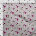 thumbnail image 2 of oneOone Cotton Cambric Fuschia Pink Fabric Stripe|Leaves & Floral Artistic Dress Material Fabric Print Fabric By The Yard 56 Inch Wide, 2 of 4