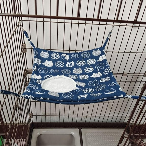 Guinea Pig Hamster Hanging Hammock Guinea Pig Ferret Toys Hamster Hanging Bed for Cage Accessories Small Animal Hanging HammockBlue Lucky Cat M