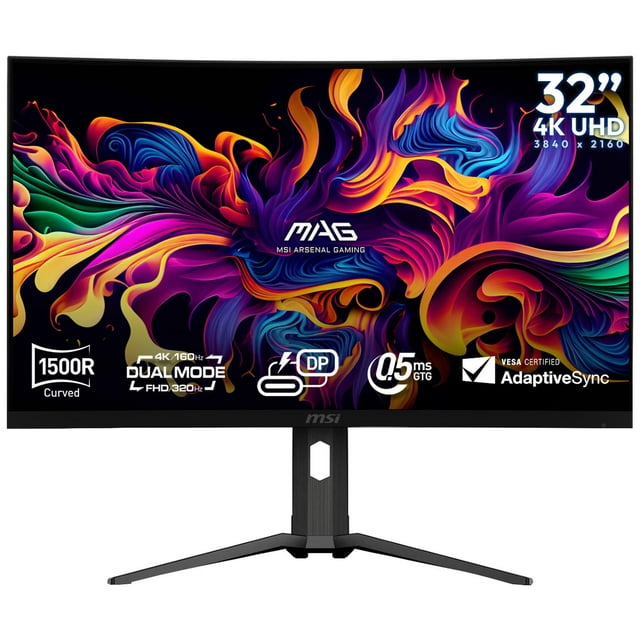 Monitor Gamer Curvo 32" MSI MAG 321CUPDF 0.5ms 320Hz 4K UHD Rapid VA Dual Mode USB-C HDMI 2.1 DisplayPort 1.4a Adaptive Sync