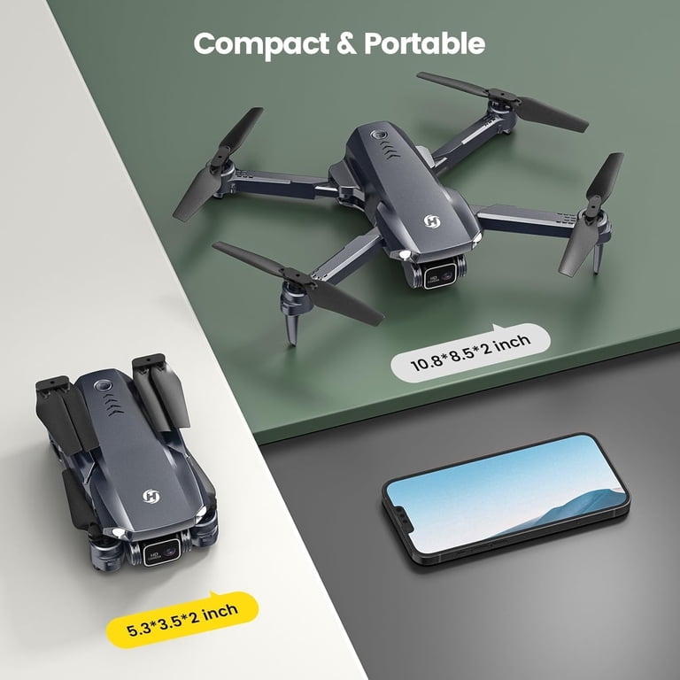Holy Stone, Foldable Drone, 1080P FPV Camera, 2 Batteries, Black