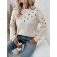 thumbnail image 3 of Floral Embroidery Sweater,Long Sleeve Tops Knit Pullover Fall Winter Sweater, 3 of 6