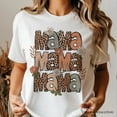 thumbnail image 2 of Leopard Mama Floral Retro T-Shirt, White and Natural Trendy Women's Tee with Wildflower Accents, 2 of 6