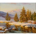 thumbnail image 2 of Constantin Westchiloff 14x12 Gold Ornate Wood Frame and Double Matted Museum Art Print Titled - Winter Sunset (1938), 2 of 4