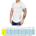thumbnail image 4 of Camisetas de cuello redondo sueltas de color sólido rasgadas para hombre Camiseta de manga corta curvada ahuecada informal para hombre tholdsy FS7578-17, 4 of 4