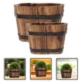 thumbnail image 4 of Zcyifa 2 Wooden Bucket Planters Rustic Flower Pots Garden Backyard Container, 4 of 10