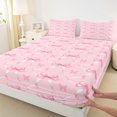 thumbnail image 4 of Homewish Girly Pink Bow-tie Bed Sheets for Kids, Kawaii Cartoon Bow King Sheets, Princess Style Sheet Set, Super Cozy Room Decor, 4-Piece, 4 of 8