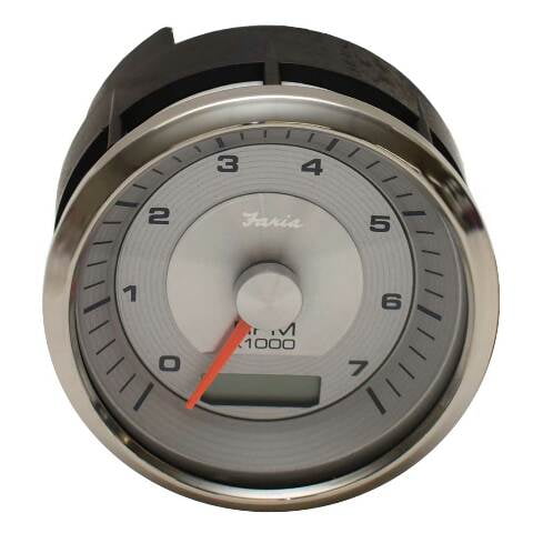 Faria Boat Tachometer Gauge THC625B | Contour Spun Blue Mercury