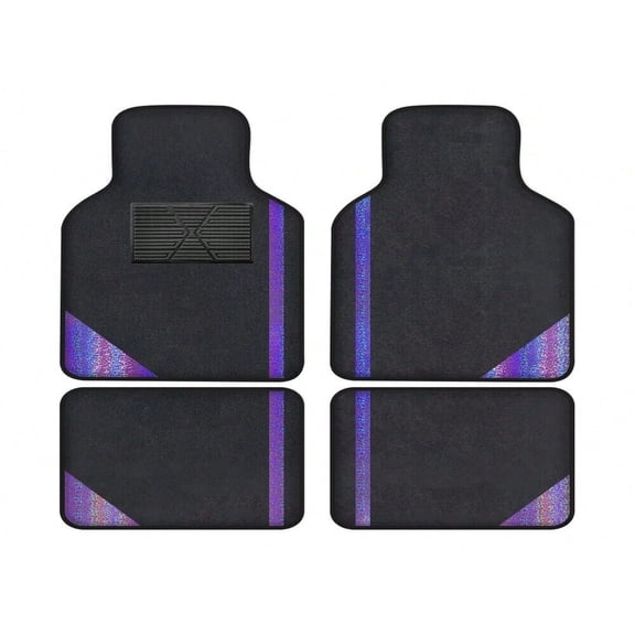 Leadwolf Car Floor Mats universal Full Coverage Auto Floor Mats All Weather Luxury Floor Liners Quality Car Mats Protector Car Carpet Black and Purple 4PCS