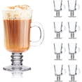 thumbnail image 1 of 8oz coffee mug, glass mugs with handle, clear mugs with handle, glass mug beer tea mug, high base latte mugs, set of 8 irish coffee mugs, 1 of 8