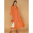 thumbnail image 3 of Women'S 2025 Lace Eyelet Embroidery Maxi Dress V-Neck Trumpet Sleeve Boho Flowy Swing Dress Orange Color XL, 3 of 7