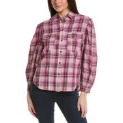 Isabel Marant womens Etoile Checked Linen-Blend Blouse, 40, Pink