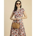 thumbnail image 5 of Moomaya Short Sleeve High-Low V Neck Printed Dress -Women's Stylish Summer Dress, 5 of 9
