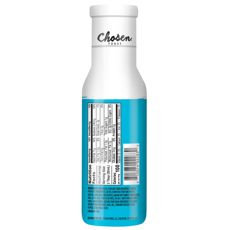 chosen foods classic ranch dressing and dip Chosen Foods Classic Ranch Dressing & Dip, 8 fl oz, with Avocado Oil