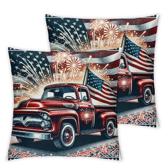 nygtbtfer Set of 4 Throw Pillow Covers Pillow Covers American Flag Red White Blue Cushion Covers Pillow Cases Home Outdoor Decorations White