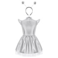 thumbnail image 5 of iiniim Girls Space Alien Dress Cap Sleeve Metallic Holographic A Line Tutu Dress Set Outer Space Outfits Silver 14, 5 of 7