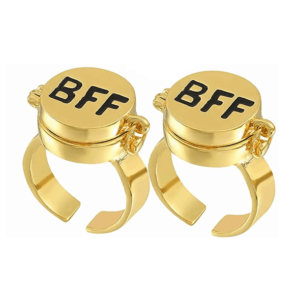 "2 Anillos para Mejores Amigos Anillo Bff 2 Belug Color Oro "
