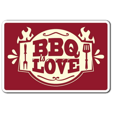 BBQ LOVE Decal summer food party grill barbeque grill chef cook | Indoor/Outdoor | 5