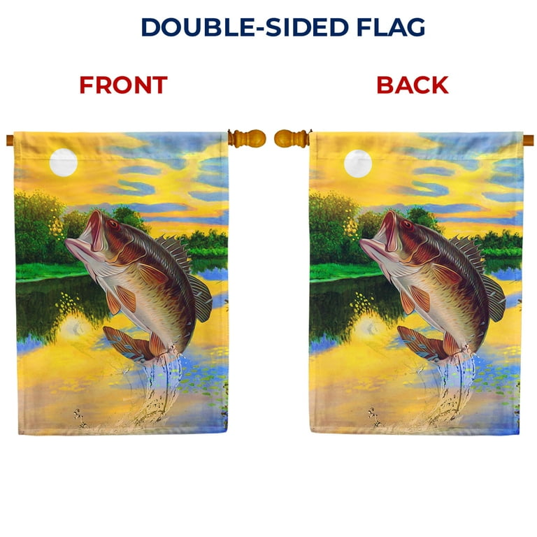America Forever Gone Fishing Summer House Flag 28 x 40 inches Country Life  Lake Fish Out of Water Sunset Rustic Summer Sport Double Sided Seasonal Yard  Outdoor Decorative Fishing House Flag 
