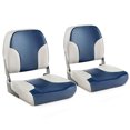 thumbnail image 2 of Spaco 2 Pieces Low Back Boat Seat Set with Sponge Padding and Aluminum Hinges-Blue, Boat Captain Chair for Fishing Boat, Sightseeing Boat, Speedboat, Canoe, 2 of 7